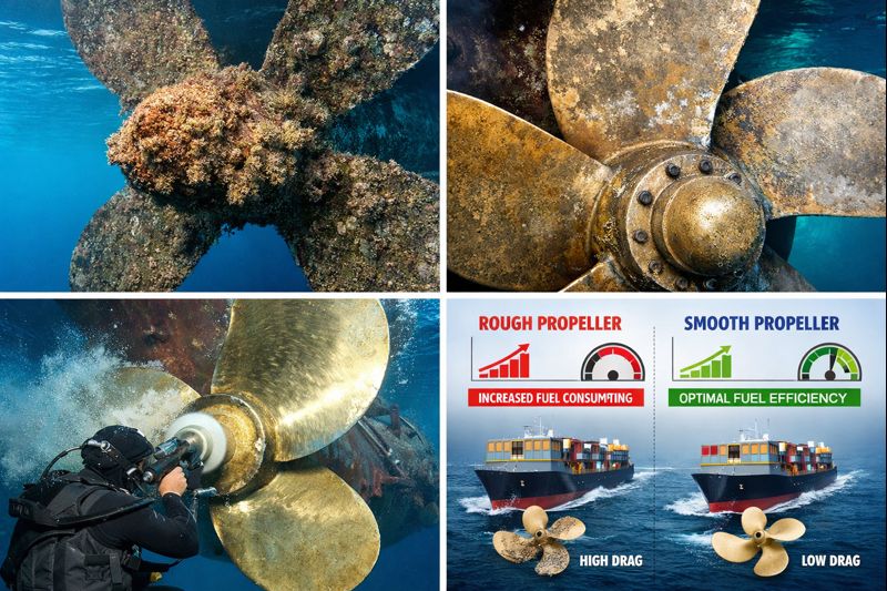 propeller polishing on cargo vessel in Singapore